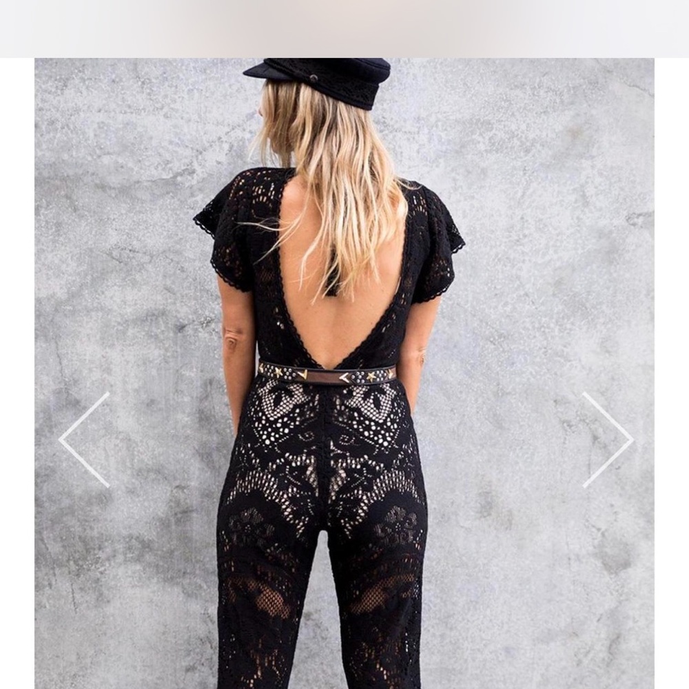 Spell Fleetwood Black Crochet Flare-Leg Jumpsuit - Picture 7 of 14
